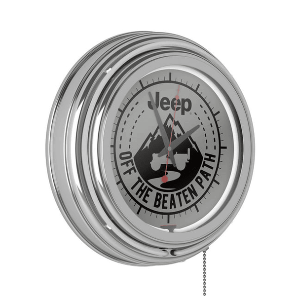 Neon Wall Clock-Jeep Black Mountain Double Rung Analog Clock with Pull Chain-Pub, Garage, or Man Cave Accessories (White) EasyOptionXY LLC