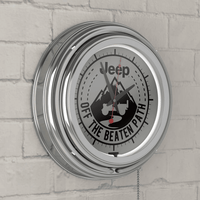 Neon Wall Clock-Jeep Black Mountain Double Rung Analog Clock with Pull Chain-Pub, Garage, or Man Cave Accessories (White) EasyOptionXY LLC