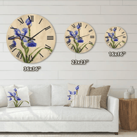 Designart 'Blue Iris Flower Retro Style' Traditional Wood Wall Clock(Size 23" x 23") EasyOptionXY LLC