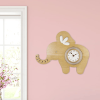 Sterling & Noble Indoor Light Wood Elephant Shaped Analog Wall Clock EasyOptionXY LLC