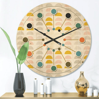 Designart 'Pastel Circular Retro Pattern III' Mid-Century Modern Wood Wall Clock(Size 16" x 16") EasyOptionXY LLC