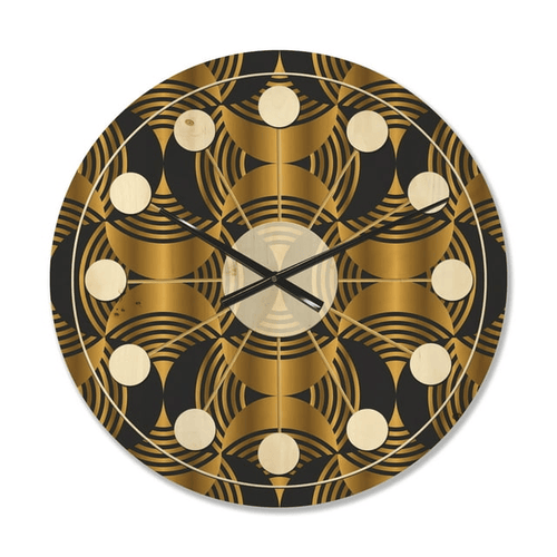 Designart 'Art Deco Style Retro Pattern' Mid-Century Modern Wood Wall Clock(Size 16" x 16") EasyOptionXY LLC