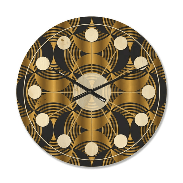 Designart 'Art Deco Style Retro Pattern' Mid-Century Modern Wood Wall Clock(Size 16" x 16") EasyOptionXY LLC