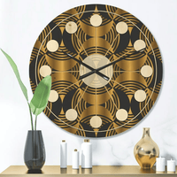Designart 'Art Deco Style Retro Pattern' Mid-Century Modern Wood Wall Clock(Size 16" x 16") EasyOptionXY LLC