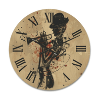 Designart 'Girl Playing Jazz Trumpet' Modern Wood Wall Clock(Size 16" x 16") EasyOptionXY LLC