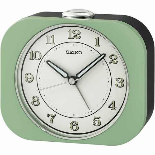 Seiko 4 inch Kyoda Beep Alarm Metallic Green Mid-Century Modern Analog Quartz Desk Clock QHE195MLH EasyOptionXY LLC