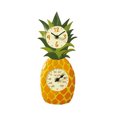 Taylor Precision Products 12-inch Pineapple Clock with Thermometer EasyOptionXY LLC