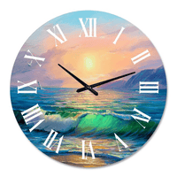Designart 'Blue Waves Breaking At The Beach V' Nautical & Coastal Wall Clock(Size 29" x 29") EasyOptionXY LLC
