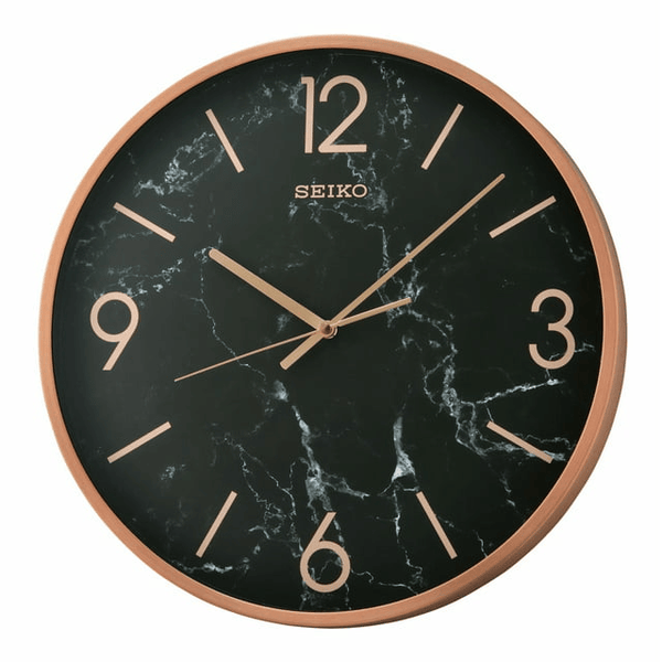 Seiko Stylish, Round, Noir Marble-Look Quartz Wall Clock, Round, Black, QXA760PLH EasyOptionXY LLC