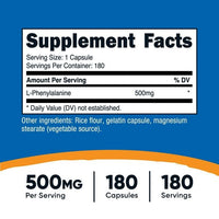 Nutricost L-Phenylalanine 500mg; 180 Capsules - Non-GMO, Amino Acid Supplement EasyOptionXY LLC