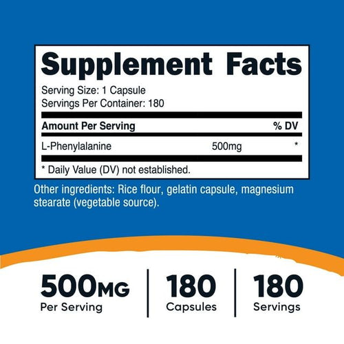 Nutricost L-Phenylalanine 500mg; 180 Capsules - Non-GMO, Amino Acid Supplement EasyOptionXY LLC