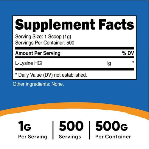 Nutricost L-Lysine Powder 500 Grams - Pure, Non-GMO, Gluten Free Supplement EasyOptionXY LLC