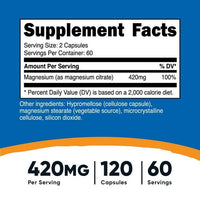 Nutricost Magnesium Citrate Supplement 420mg, 30 Servings (120 Vegetarian Capsules) EasyOptionXY LLC