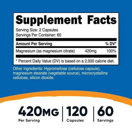 Nutricost Magnesium Citrate Supplement 420mg, 30 Servings (120 Vegetarian Capsules) EasyOptionXY LLC