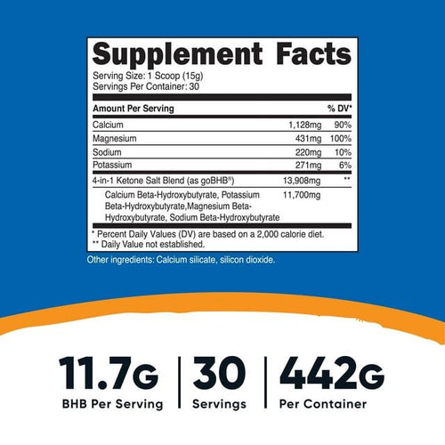 Nutricost 4-in-1 BHB Powder (Unflavored) Exogenous Ketone Salts EasyOptionXY LLC