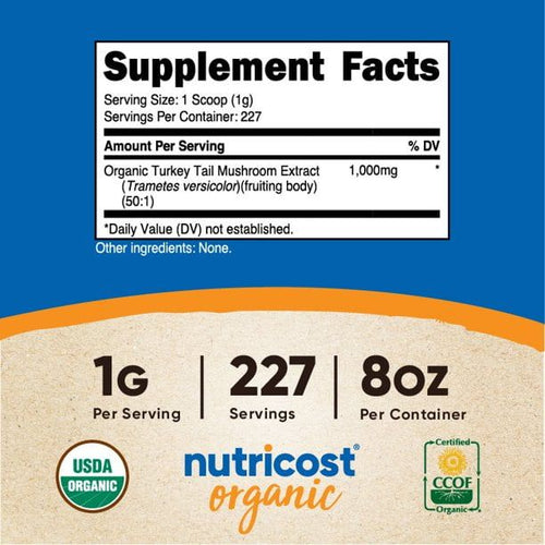 Nutricost Organic Turkey Tail Mushroom Powder 8 oz, 50:1 Extract, Supplement EasyOptionXY LLC