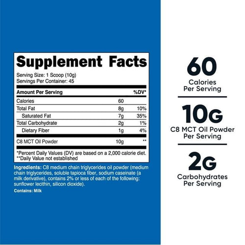 Nutricost C8 MCT Oil Powder 1LB (16oz) - 95% C8 MCT Oil Powder Supplement EasyOptionXY LLC