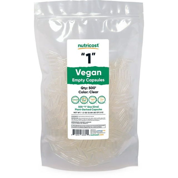 Nutricost Empty Capsules Size 1 Vegan - 500 Clear Empty Plant-Based Capsules - Kosher Certified, Halal Certified, Non-GMO, Soy Free, Gluten Free, Vegetarian EasyOptionXY LLC