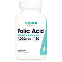 Nutricost Folic Acid for Women (Vitamin B9) 1200 Mcg, 120 Capsules - Non-GMO Supplement EasyOptionXY LLC