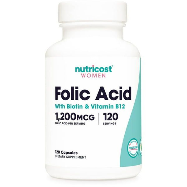 Nutricost Folic Acid for Women (Vitamin B9) 1200 Mcg, 120 Capsules - Non-GMO Supplement EasyOptionXY LLC
