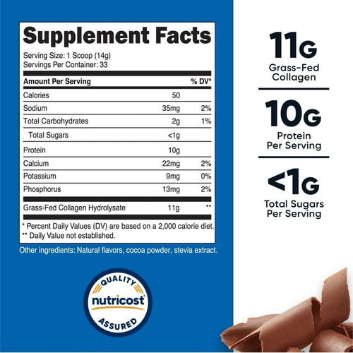Nutricost Grass-Fed Collagen Powder 1LB (Chocolate) - Non-GMO, Gluten Free Supplement EasyOptionXY LLC