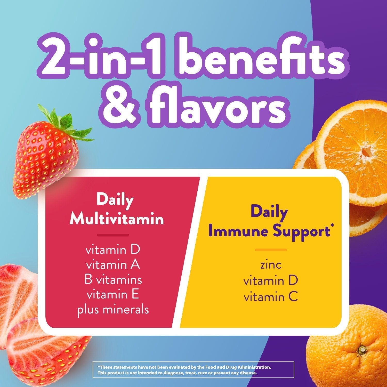 Vitafusion Multi+ Immune Support 2-in-1 Benefits Vitamin C; Zinc; Multivitamins; 90 Count EasyOptionXY LLC