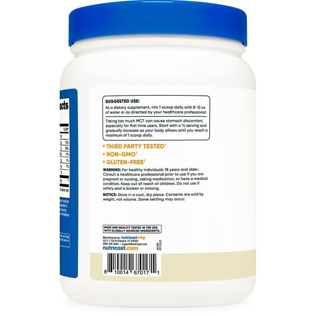 Nutricost Premium MCT Oil Powder (1 lb, Vanilla) - Non-GMO Supplement EasyOptionXY LLC