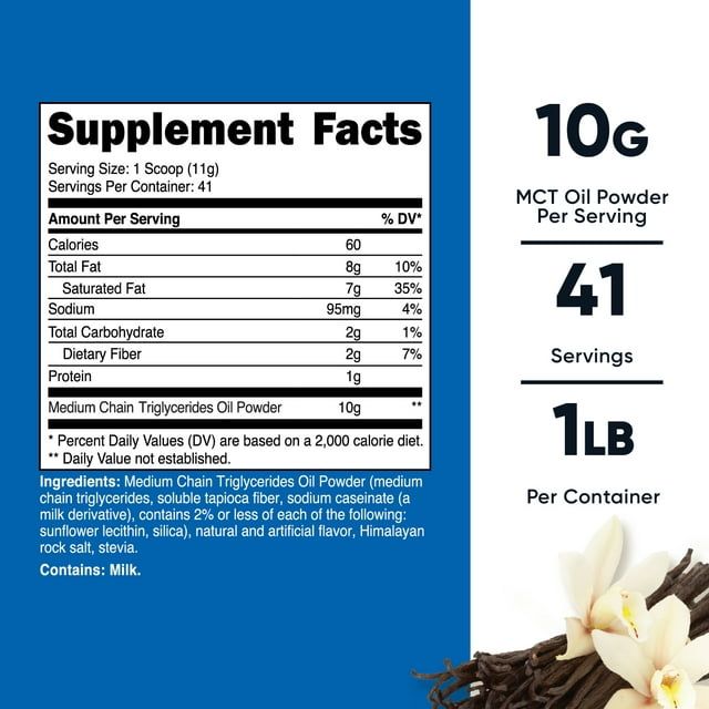 Nutricost Premium MCT Oil Powder (1 lb, Vanilla) - Non-GMO Supplement EasyOptionXY LLC