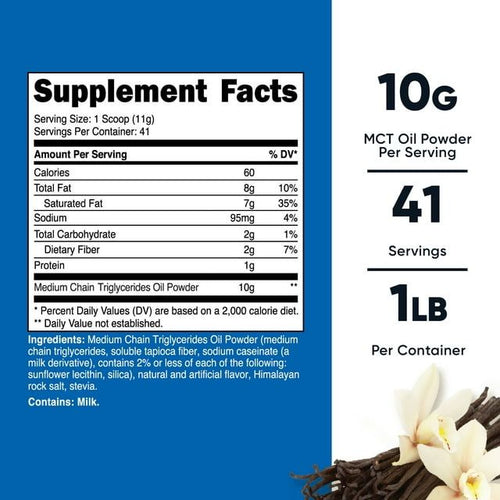 Nutricost Premium MCT Oil Powder (1 lb, Vanilla) - Non-GMO Supplement EasyOptionXY LLC