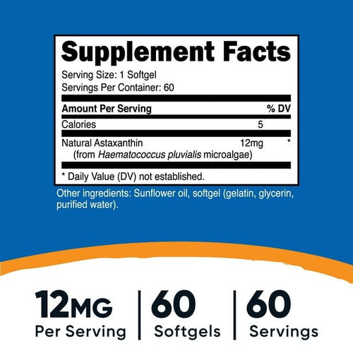 Nutricost Astaxanthin 12mg, Non-GMO and Gluten Free, 60 Softgels, Health Supplement EasyOptionXY LLC