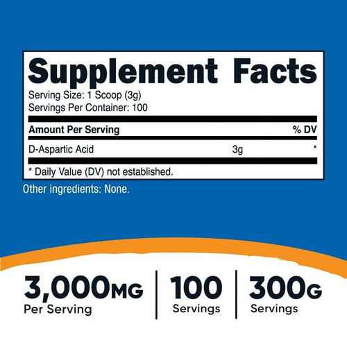 Nutricost D-Aspartic Acid (DAA) Powder 300 Grams - Health Supplement EasyOptionXY LLC