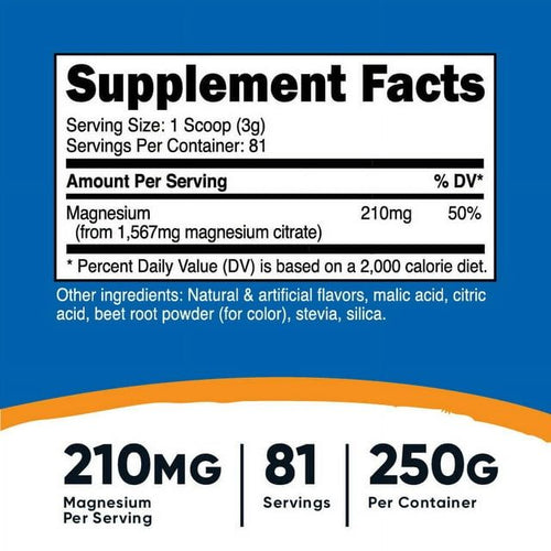 Nutricost Magnesium Citrate Powder (Fruit Punch, 250 Grams) - Non-GMO Supplement EasyOptionXY LLC