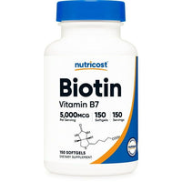 Nutricost Biotin (5,000mcg) Supplement with Coconut Oil 150 Softgels EasyOptionXY LLC