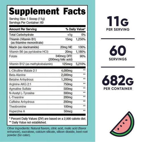 Nutricost Pre-Workout Powder for Women, Watermelon, 60 Servings, Supplement EasyOptionXY LLC