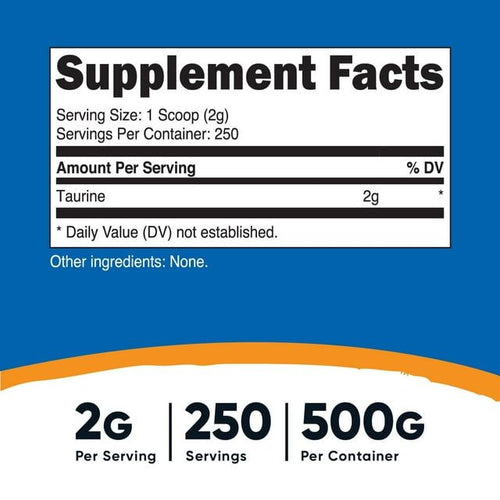 Nutricost Taurine Supplement Powder 500 Grams, 250 Servings EasyOptionXY LLC
