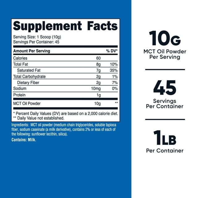 Nutricost MCT Oil Powder 1LB (16oz) - (Medium Chain Triglyceride) Supplement EasyOptionXY LLC