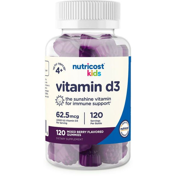 Nutricost Kids Vitamin D3 Gummies 2,500 IU (62.5mcg), 120 Gummies - Mixed Berry Flavored EasyOptionXY LLC