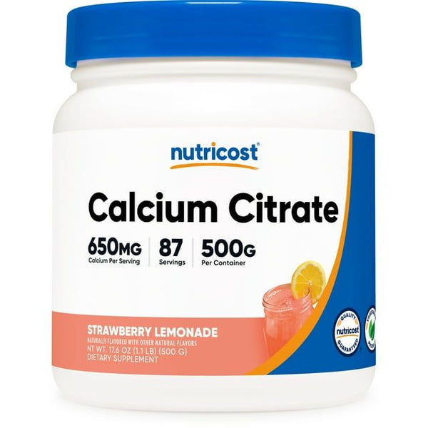 Nutricost Calcium Citrate Powder (500 Grams) Strawberry Lemonade - Gluten Free & Non-GMO EasyOptionXY LLC