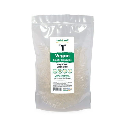 Nutricost Vegan Empty Capsules Size 1 - Clear Empty Plant-Based Capsules (1000ct) - Kosher, Halal, Non-GMO, Soy Free, Gluten-Free, Vegetarian EasyOptionXY LLC
