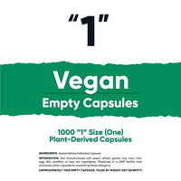 Nutricost Vegan Empty Capsules Size 1 - Clear Empty Plant-Based Capsules (1000ct) - Kosher, Halal, Non-GMO, Soy Free, Gluten-Free, Vegetarian EasyOptionXY LLC