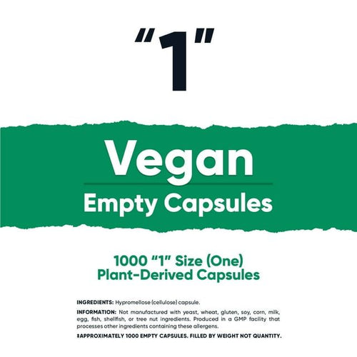 Nutricost Vegan Empty Capsules Size 1 - Clear Empty Plant-Based Capsules (1000ct) - Kosher, Halal, Non-GMO, Soy Free, Gluten-Free, Vegetarian EasyOptionXY LLC