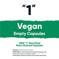 Nutricost Vegan Empty Capsules Size 1 - Clear Empty Plant-Based Capsules (1000ct) - Kosher, Halal, Non-GMO, Soy Free, Gluten-Free, Vegetarian EasyOptionXY LLC