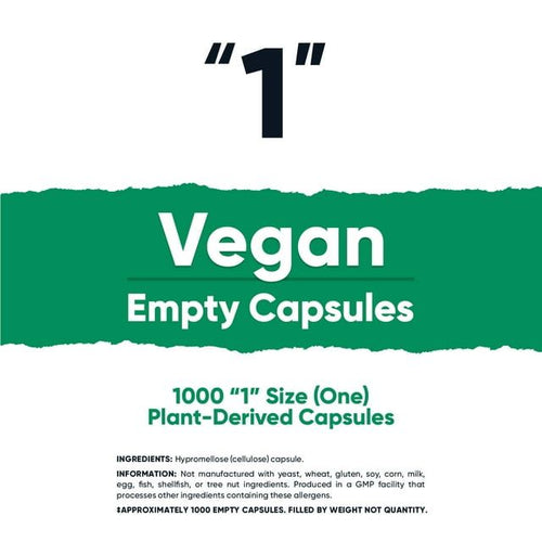 Nutricost Vegan Empty Capsules Size 1 - Clear Empty Plant-Based Capsules (1000ct) - Kosher, Halal, Non-GMO, Soy Free, Gluten-Free, Vegetarian EasyOptionXY LLC