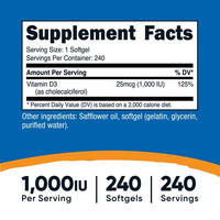Nutricost Vitamin D3 1000iu Softgels, 240 Softgels, Non-GMO & Gluten Free Supplement EasyOptionXY LLC