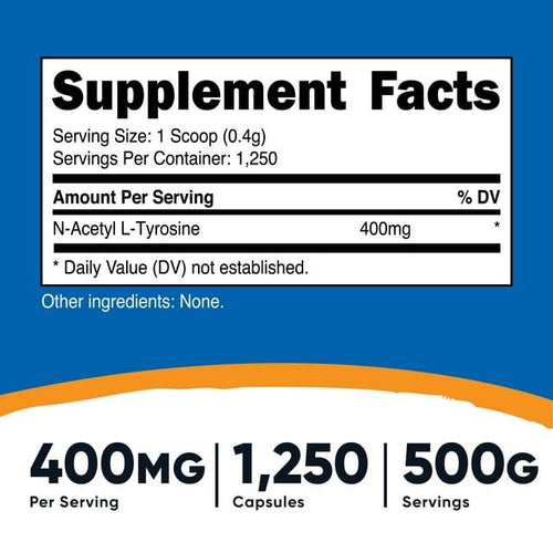 Nutricost N-Acetyl L-Tyrosine (NALT) Powder 500 Grams - Non-GMO Supplement EasyOptionXY LLC