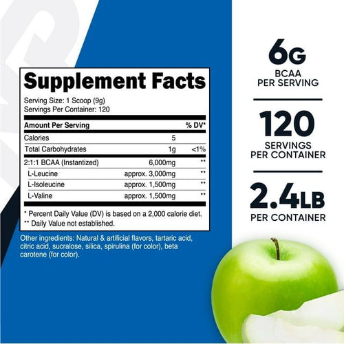 Nutricost BCAA Powder 2:1:1 (Green Apple) 1 kg - Amino Acid Supplement EasyOptionXY LLC