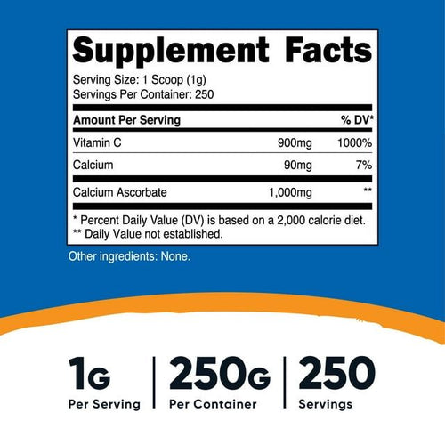 Nutricost Calcium Ascorbate (Vitamin C) Powder, 250g, 250 Serving EasyOptionXY LLC