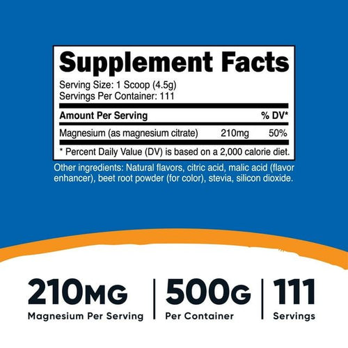 Nutricost Magnesium Citrate Powder (Raspberry Lemonade, 500 Gram) Supplement EasyOptionXY LLC
