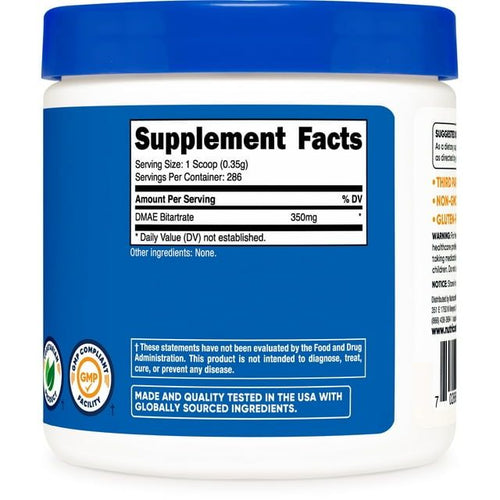 Nutricost DMAE Bitartrate Powder 100 Grams - Gluten Free & Non-GMO Supplement EasyOptionXY LLC