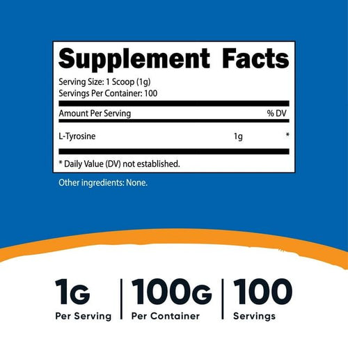 Nutricost L-Tyrosine Powder 100 Grams (100 Servings) 1G per Serving - Health Supplement EasyOptionXY LLC